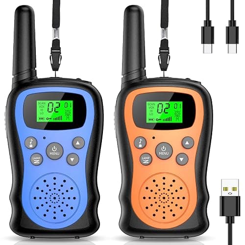 Walkie Talkie Kinder 2er Set, Pakinui Walky Talky mit 1000mAh Aufladbar Akku, Große Reichweite 3km Walki Talki Funkgeräte Set mit VOX Taschenlampe für Freien, Camping, Wandern - Image 1