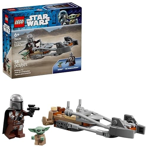 LEGO Star Wars The Mandalorian & Grogu’s Speeder Bike Building Toy for Boys & Girls - Pretend Play Space Vehicle W/2 Star Wars Character Figures for Kids, Ages 6+ - Gift Idea for Birthdays - 75436 - Image 1