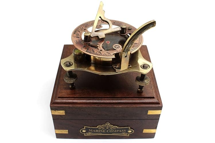 Vintage Brass Sundial Compass – 2.5" WEST London Antique Maritime Compass with Adjustable Screw Legs – Nautical Decor & Collectible - Image 1