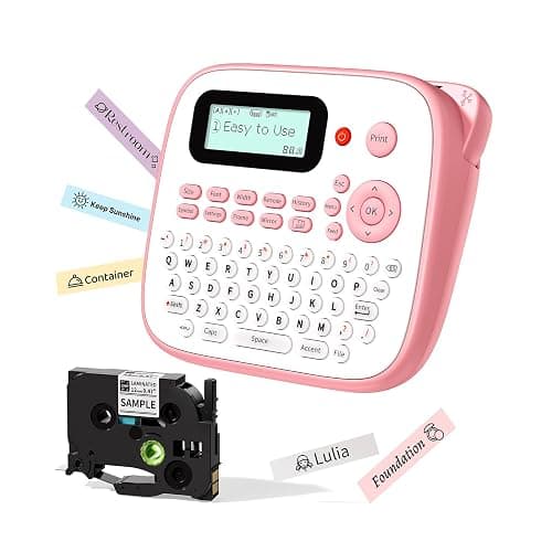 EazeID Pink Label Maker Machine, Portable Kids Label Maker, QWERTY Keyboard Labeler Machine Handheld, D210S Easy Labeler with Multiple Fonts Frame Barcode for Home Office Small Business Gifts - Image 1