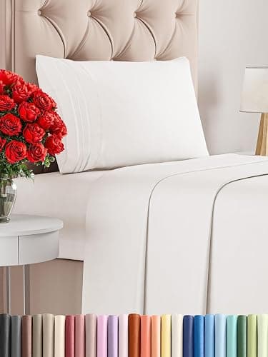 Twin XL Size 3 Piece Sheet Set - Comfy Breathable & Cooling Bed Sheets Set - Hotel Luxury Bedding for Women, Men, Kids & Teens - Deep Pockets, Easy-Fit, Soft & Wrinkle Free - Oeko-Tex - Antique White - Twin XL - 02 - Antique White - Image 1