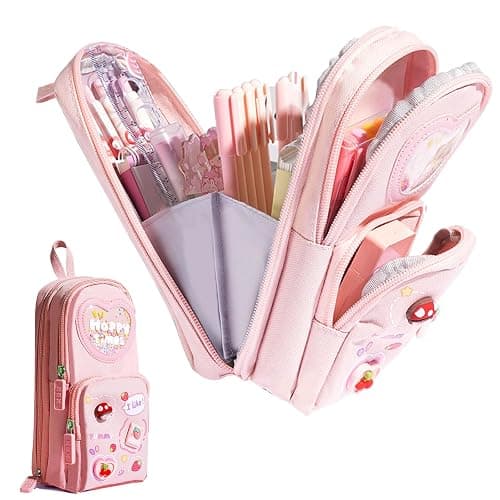 Gsrhzd Pencil Case, Aesthetic Cute Pencil Case for Girls with Compartments, for Kids Boys Girls Adult, Pink - Image 1