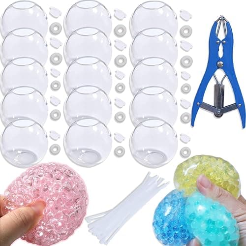 15pcs DIY Stress Ball Kit – Blank Skins with Air Pump & Expander Tool for Making Pressure Balls, Make Your Own Fidget Pressure Balls for Adults (15Transparent) - Image 1