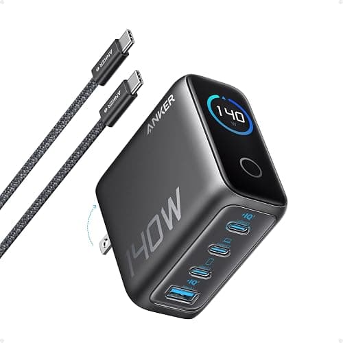 Anker Laptop Charger, 140W MAX USB C Charger, 4-Port Multi-Device Fast Charging, Advanced GaN Power Adapter, Intuitive Touch Controls, for MacBook, iPhone 17/16 Series, Samsung Galaxy, Pixel, and More - Image 1