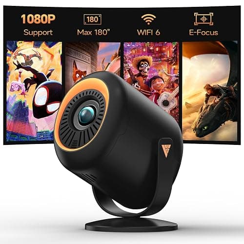 Mini Projector with WiFi and Bluetooth, Portable Projector Native 1080P Support 4k with 180° Adjustable Stand, Max 180" Display Proyector Built-in Speakers - Image 1