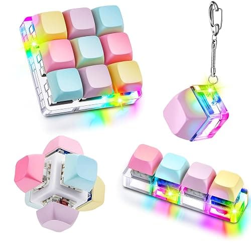 Taiyin 4 Pcs Decompression Toys Keyboard Clicker Toy Keyboard Cube Mechanical Key Button Stress Relief for Adult Gifts to Relief Pass Time (Trendy) - Image 1