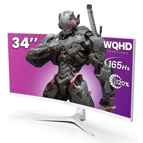 CRUA 34'' White Gaming Monitor 165Hz/144Hz 21:9 1500R Ultrawide Curved Monitor, WQHD 3440X1440 120%sRGB VA Panel Computer Monitor Support Freesync, PIP/PBP, HDMI2.0 & DP1.4, Wall Mount&Tilt Adjustable - Image 1