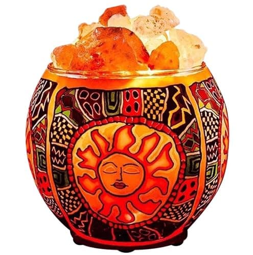 Himalayan CrystalLitez Himalayan Salt Lamp with UL Listed Dimmer Cord, Original Salt Crystals in A Handcrafted Artisan Bowl, Aromatherapy Salt Lamp (Ethnic Tribal Sun) - Image 1