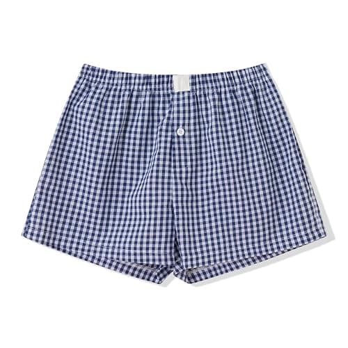 Y2k Women Gingham Boxer Shorts Low Rise Micro Pajamas PJ Sleep Short Pants Plaid Sleepwear Sleeping Lounge Bottoms - Image 1