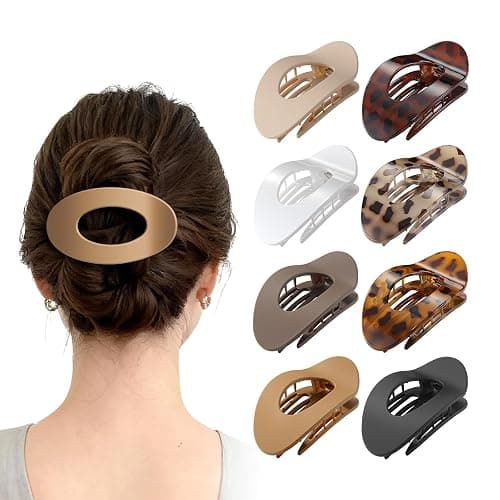 Upgraded 8 Pack French Flat Hair Clips for Women Girls, Matte Lay Flat Claw Clips, Large No-Slip Claw clips for Thick & Thin Hair, Strong Hold Styling Barrettes Accessories for Daily Styling - Image 1