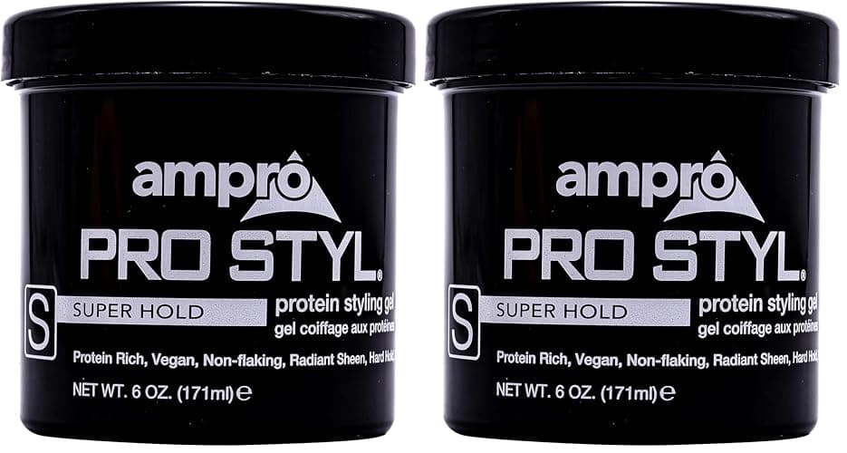 AmPro Pro Styl Styling Gel - Protects and Strengthens Your Strands - Non-Flaking, Alcohol Free, Vegan Formula - Flexible, Touchable Hold for All Hair Textures - Super Hold - 6 oz (Pack of 2) - Image 1