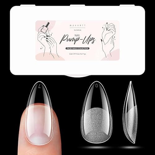 Makartt Almond Nail Tips: 500pcs Medium Pre-buffed Full Cover Clear Press on Nails 10 Sizes Soak Off Soft Gel Nail Tips Extension Professional Acrylic Fake Nails No Crease False Nail Salon DIY Art - Image 1