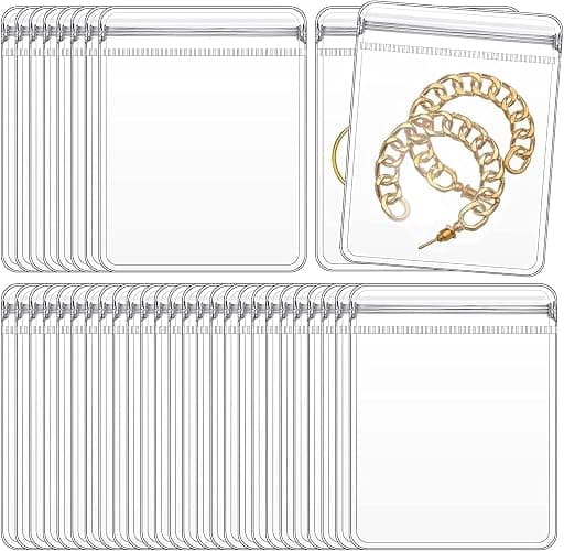GSXRB Square PVC Bracelet Organizer Bag Clear Zipper Bags Anti Oxidizing Earrings Storage Bags for Storage Jewelry Packing Bags(5.9 * 5.9IN) - Image 1