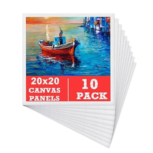 10 Packs Canvas for Painting - 20 x 20 cm(8" x 8"), Blank Canvas Panels Board for Acrylic Painting, Oil Paint & Wet Water Art Media, Canvases for Professional Artist, Hobby Painters & Beginners - Image 1
