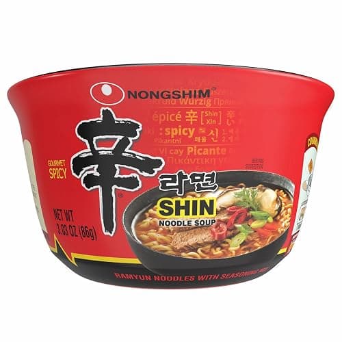 Nongshim Ramen Noodles, Gourmet Instant Ramen bowl, Premium Microwavable Noodle Soup, Spicy Shin, 3.03 Ounce (Pack of 12) - Image 1
