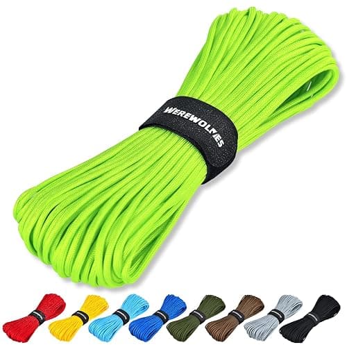 WEREWOLVES Paracord Rope, 7 Strand Type III Parachute Cord 4mm 100ft / 200ft for Crafting, DIY Projects, Survival Bracelets (Neon Green, 100 ft) - Image 1