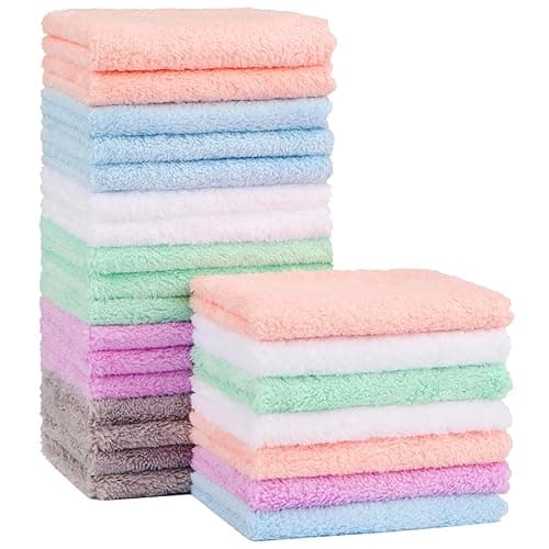 Orighty Baby Washcloths 24-Pack, Microfiber Coral Fleece Baby Face Towels, Soft and Absorbent Wash Cloths for Newborns, Infants and Toddlers, Gentle on Delicate Skin for Face Hands and Body, 7x9 Inch - Image 1