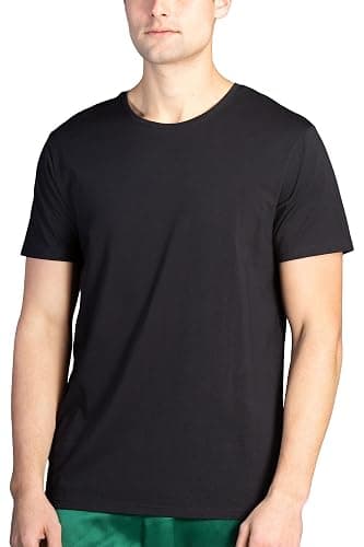Fishers Finery Men's Classic Crew Neck Comfort Soft Keep Tucked Undershirt - Breathable Cotton Modal Blend T-Shirt - Large - Black - Image 1