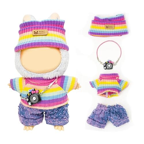 Clothes for 17cm Dolls(NO Doll) , Outfits with Accessories, Purple Pants | Suit for Lububu, Cute Stylish Dress Up Set - Image 1