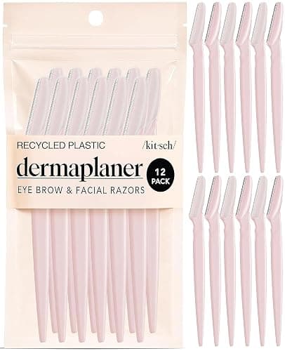 Kitsch Dermaplane Razor for Women Face – Face Razors for Women & Men, Eyebrow Trimmer & Face Shaver – Exfoliating Facial Razor & Skin Care Tool for Smoother Skin - Blush, 12 pcs - Image 1