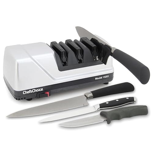 Chef’sChoice 15XV EdgeSelect Professional Electric Knife Sharpener with 100-Percent Diamond Abrasives and Precision Angle Guides for Straight Edge and Serrated Knives, 3-Stage, Gray - Image 1