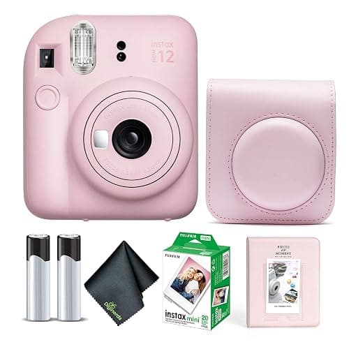 Fujifilm Instax Mini 12 Instant Camera Blossom Pink Bundle with Fuji Instax Mini Film Value Pack (20 Sheets) + Protective Carrying Case + Photo Album + Microfiber Cleaning Cloth - Image 1