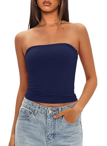Darong Womens Tube Tops Built in Bra Tanks | Built in bra, Double layer, Buttery Soft, Tube top, Backless, Sexy going out - Image 1