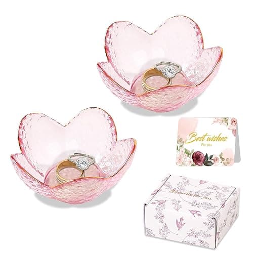 Gifts For Women Trinket Dish Unique Birthday New Home Gifts For Women Her Jewellery Tray Cute Room Decor Aesthetic Bedroom Accessories Ring Dish Holders Small Friendship Christmas Gifts Pink (2 pcs) - Image 1