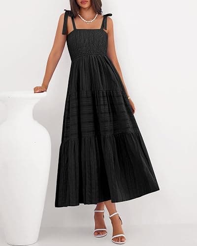 BTFBM Boho Maxi Dress Sleeveless Summer Dresses for Women 2026 Beach Vacation Smocked A Line Casual Sundress Pockets - Image 1