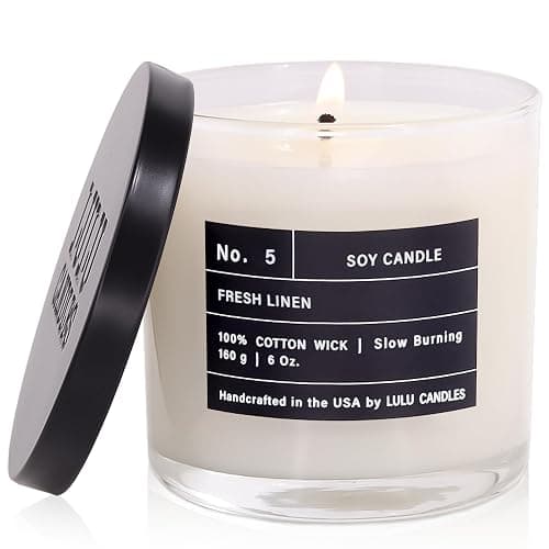 Lulu Candles | Fresh Linen | Luxury Scented Soy Jar Candle | Hand Poured in The USA | Highly Scented & Long Lasting (6 Oz.) - Fresh Linen - 6 Oz. - Image 1