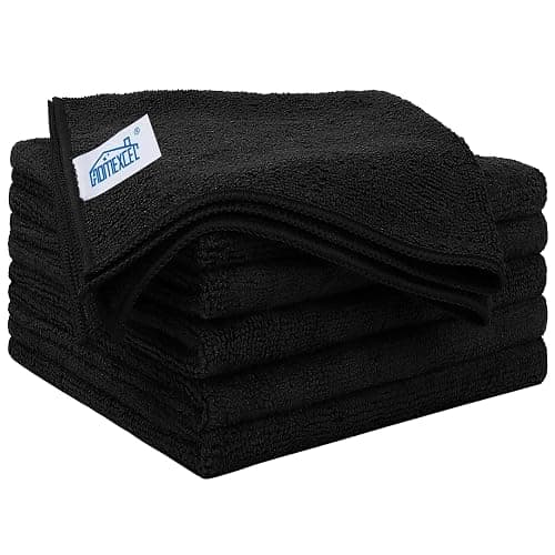 HOMEXCEL Black Microfiber Cleaning Cloth 6 Pack, 12.5 x 12.5 inch Microfiber Towels for Cars, Ultra Absorbent Car Washing Cloth, Lint Free Streak Free Cleaning Rags for Car, Kitchen, and Window - Image 1