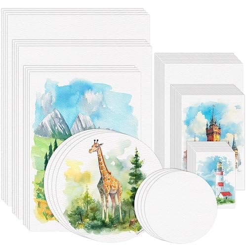 50 Sheets Watercolor Paper Bulk, 8 Sizes White Water Color Paper 140 lb/300 GSM Cold Press Watercolor Paper Easter Gifts for Beginner Artists Child Students Adults Drawing - Image 1