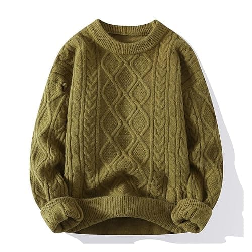 ZamoUx Womens/Mens Sweater Oversized Sweaters Cable Knit Sweater Long Sleeve Loose Casual Pullover Sweater (Color : Mustard01, Size : Large) - Image 1
