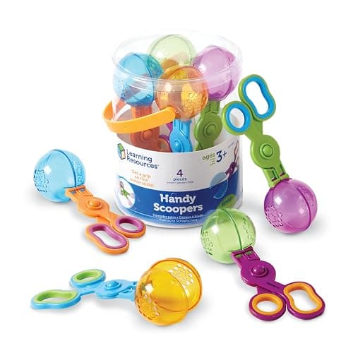 Learning Resources Handy Scoopers - Sensory Bin Sand Toys, Fine Motor, Montessori for Kids, Plastic Tweezers, Therapy Games for Toddler, Homeschool Preschool Supplies, Gifts for Boys and Girls - Image 1