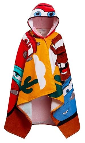 Disney Cars Hooded Towel 100% Cotton Kids Dress Up Lightning McQueen Poncho Beach Bath Towel Swimming Wrap - Image 1