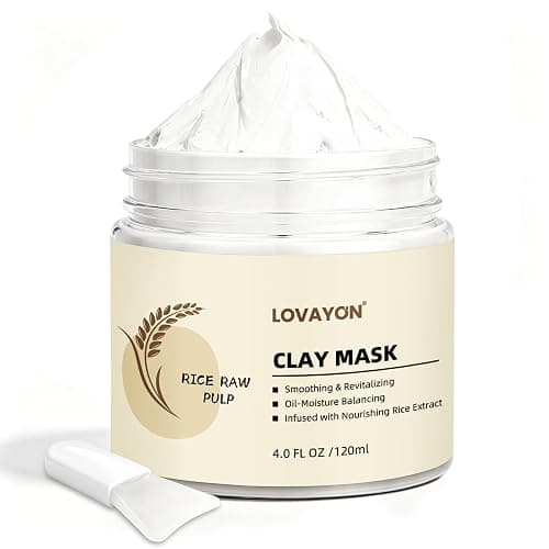 LOVAYON Rice Clay Mask Hydrating Mud Mask for Pore Cleansing 4 oz | Rice Clay mask with rice extract, kaolin clay gently cleanses pores while controlling sebum for smooth, hydrated-looking skin - Image 1