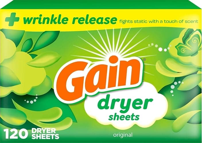 Gain dryer sheets Plus Wrinkle Release, Original Scent, 120 Count, Fights static with a touch of scent, laundry sheets - Image 1