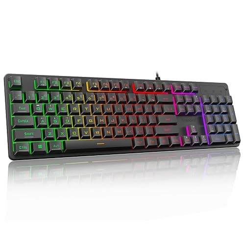 Redragon K521 Upgrade Rainbow LED Gaming Keyboard, 104 Keys Wired Mechanical Feeling Keyboard with Multimedia Keys, One-Touch Backlit, Anti-Ghosting, Compatible with PC, Mac, PS4/5, Xbox - Image 1