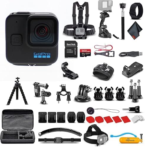GoPro HERO11 (Go Pro Hero11) Black Mini - Waterproof Action Camera with 5.3K Ultra HD Video, 24.7MP Photos, 1/1.9" Sensor, Stabilization + 50-in-1 Accessory Kit + 64GB Card + More - Image 1