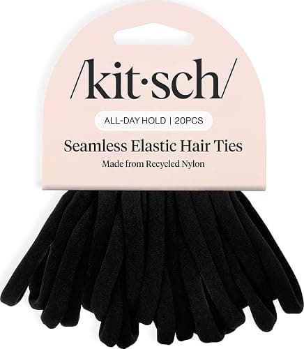 Kitsch Elastic Hair Ties No Damage | Stretchable Hair Bands - Black, 20pcs | Strong All-Day Hold Hair, Rubber Bands For Hair, Ponytail Holders | Hair Accessories for Everyday Use - Image 1