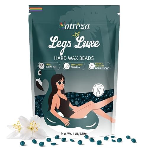 Natreza Wax Beads for Hair Removal, 1lb Hard Wax Beans for Full Body, Brazilian, Bikini, Legs, Arms, Face, Thick Hair Formula, Waxing Beads for Women & Men, Dark Green - Image 1