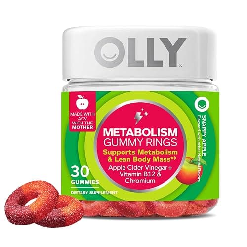 OLLY Metabolism Gummy Rings, Cellular Energy Supplement,* ACV - 30 Count | Active Support, Apple Cider Vinegar + Vitamin B12 & Chromium, Gluten Free, No Synthetic Colors, No Synthetic Flavors - Image 1