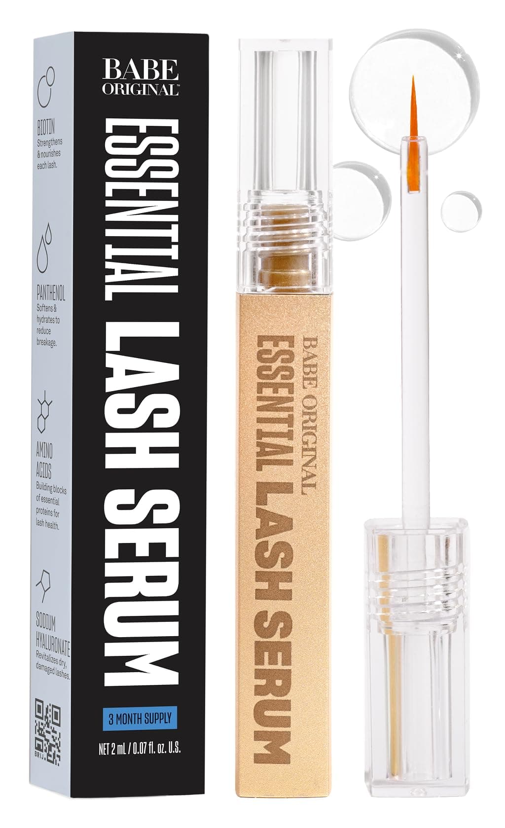 Babe Original Babe Lash Serum - Fuller & Longer Looking Eyelashes, Clear Essential Serum for Natural Lashes and Lash Extensions, 2mL, 3-month Supply - Image 1