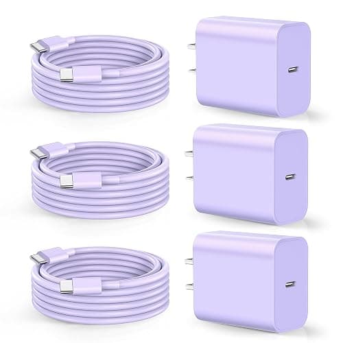 Dayaoncy Compatible with iPhone 17/16/15 Charge Fast Charging, 20W USB C Wall Charger with 3Pack 10FT USB C Cable, Type C Fast Charger Compatible with Phone/Android/Phone/Samsumg/Pad Purple - Image 1