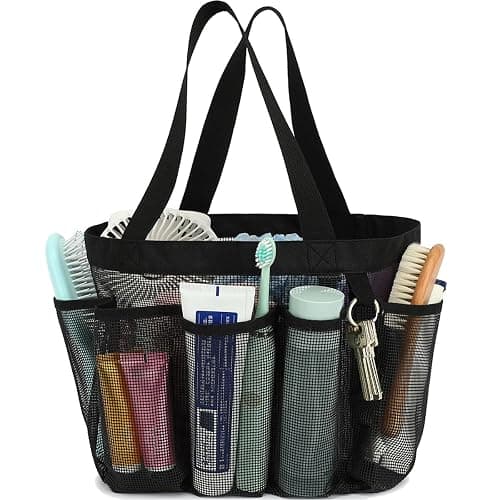 Fammart Mesh Shower Caddy Portable for College Dorm Room Essentials, 8-Pocket Large Shower Basket Tote Bag with 2 Handles for Toiletry, Bathroom, Beach, Camp, Gym - Image 1