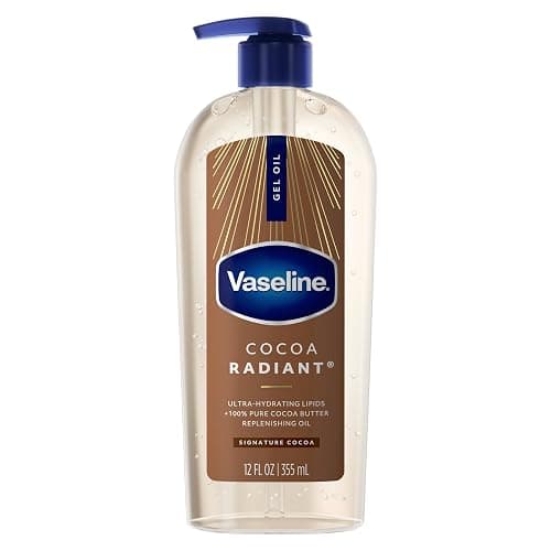 Vaseline Cocoa Radiant Body Gel Oil for Glowing Skin with Cocoa Butter 12oz | Body moisturizer for dry skin, with 100% Pure Cocoa Butter for a healthy glow in a convenient pump bottle, Intensive Care - Image 1