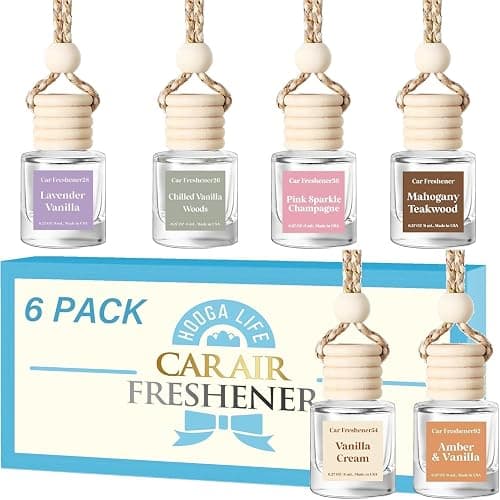 HoogaLife Car Air Freshener Diffuser 6 Pack Hanging Air Freshener - Vanilla Scents Car Freshener for Women, 45+ Days Long Lasting Fragrance Made in USA - Image 1