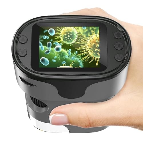 1000X Handheld Microscope for Kids 4K 2.0" Screen Rechargeable Mini Pocket Digital Microscopes w/Slides Kit Portable Edu Gift Age 4-6 8-12 Children Students (Grey) - Image 1