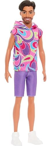Barbie Fashionistas Ken Doll #227 with Look Inspired by The Totally Hair Look, Brunette with Short Beard & Slender Body Type, 65th Anniversary Collectible - Totally Hair Ken - Image 1