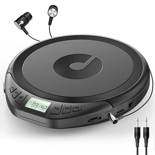 Gueray Portable CD Player with Earphones,CD Discman for Car Home with Anti-Skip Shockproof Protection,Personal Discman CD Music Player with LCD Display Support PROG Memory Function - Image 1